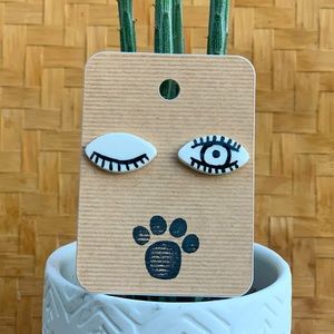 Hand-Painted Wink Clay Earrings